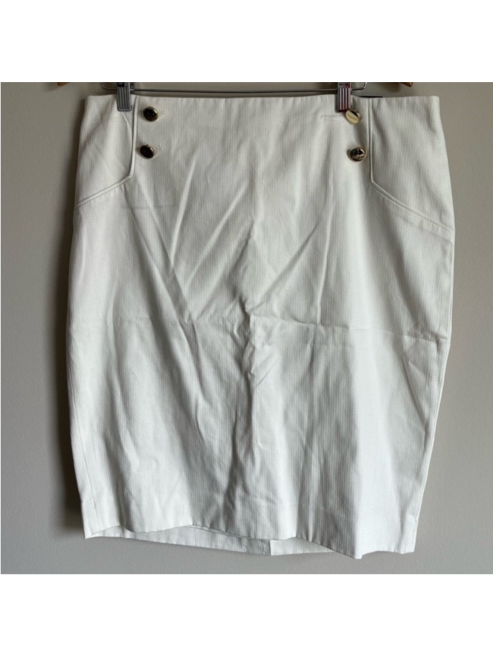 Limited NWT Women's White Sailor Nautical Skirt Gold Buttons 99% Cotton Size 16